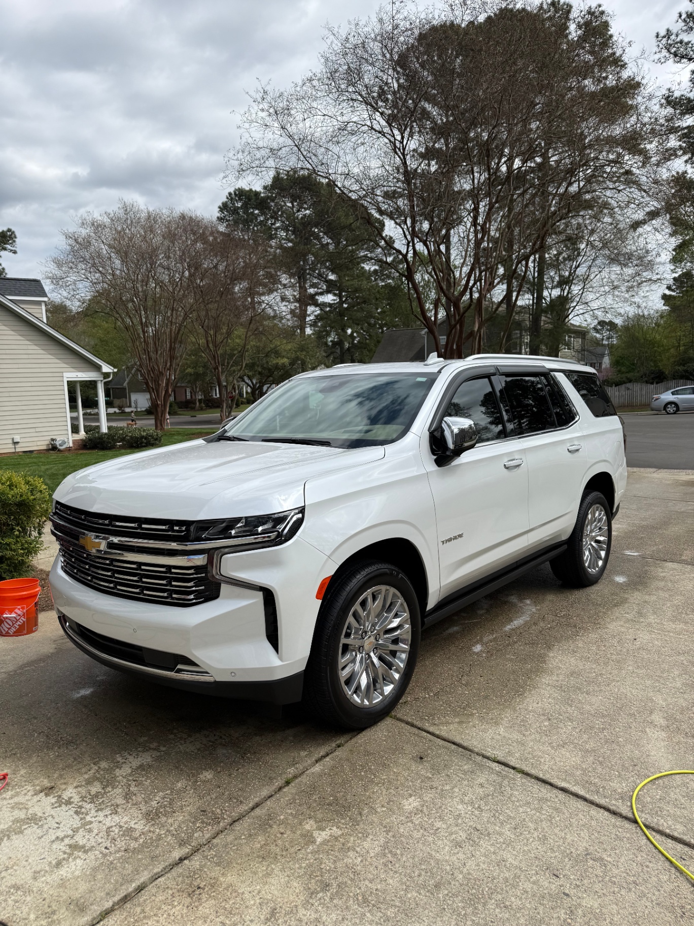 Freshly detailed white SUV